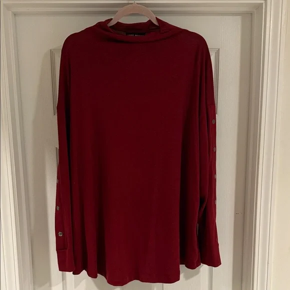 LANE BRYANT long sleeved turtle neck with faux button sleeeves - Picture 1 of 4